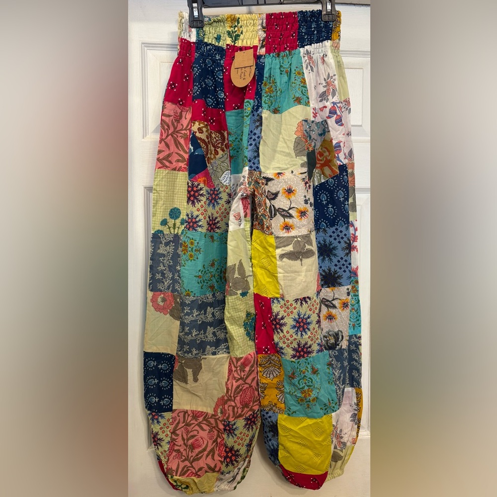 NWT Art Studio Company Sari Cotton Patchwork Jogger Pants Women’s L/XL - Picture 11 of 16